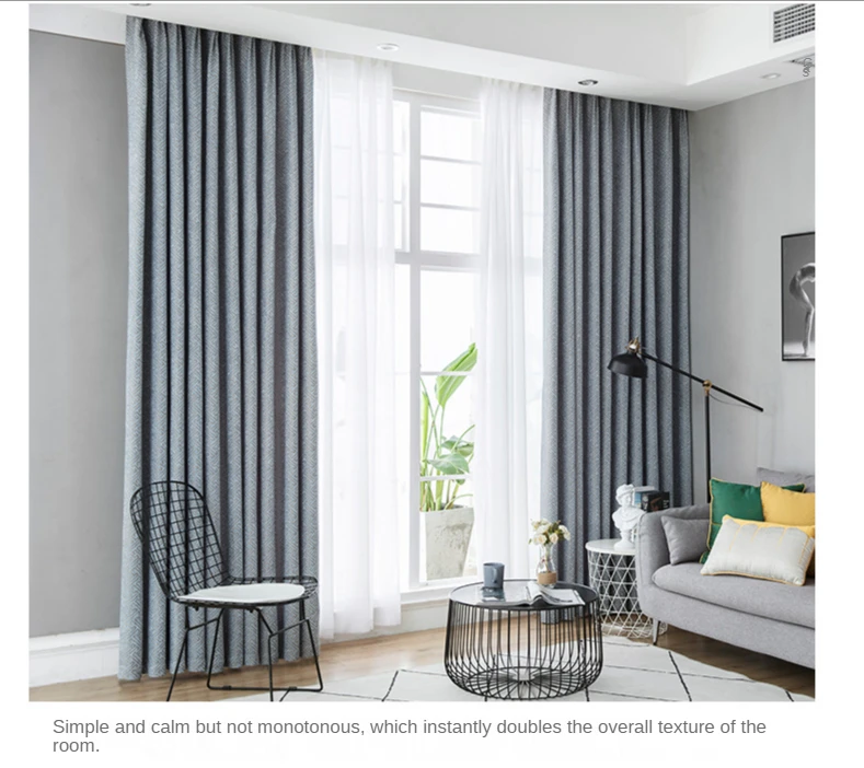 Nordic Chenille Curtains for Living Dining Room Bedroom Simple High Shading Custom Solid Color Luxury Home Decor Texture
