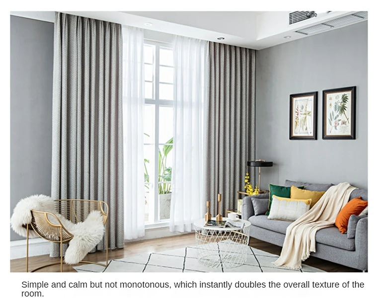 Nordic Chenille Curtains for Living Dining Room Bedroom Simple High Shading Custom Solid Color Luxury Home Decor Texture