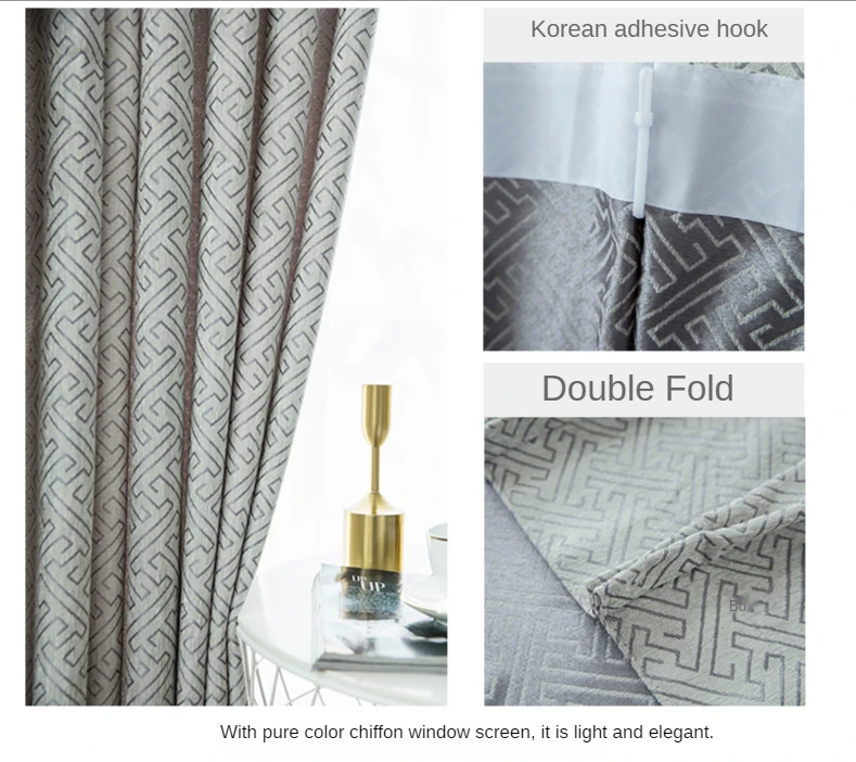 Nordic Chenille Curtains for Living Dining Room Bedroom Simple High Shading Custom Solid Color Luxury Home Decor Texture
