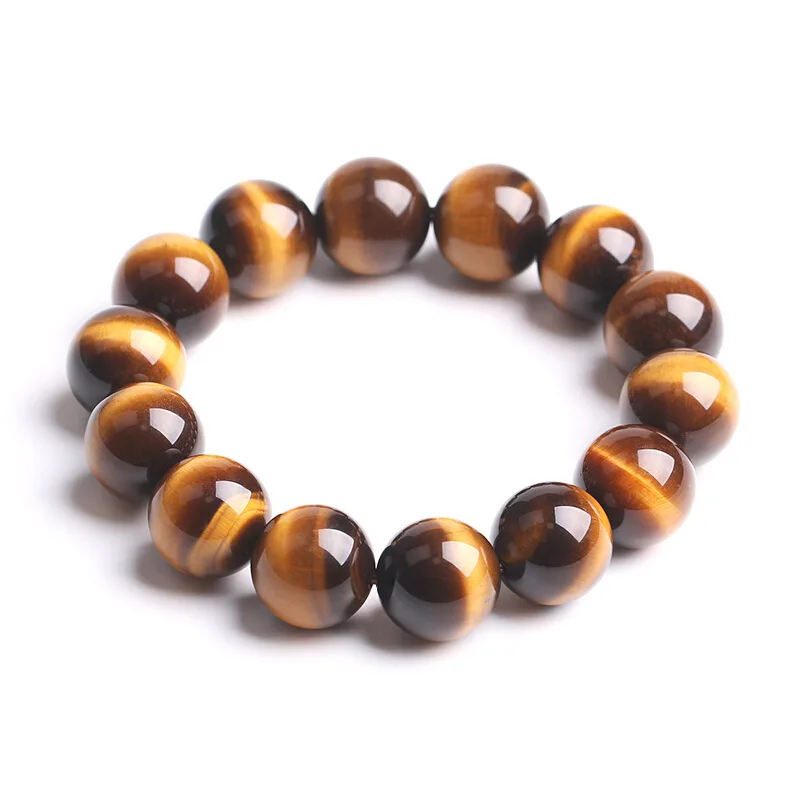 Fashion Tiger Eye Bracelets Men 5A 20mm Nature Beads Bracelets for Women Natural Stone Braslet For Man Handmade Jewelry Pulseras