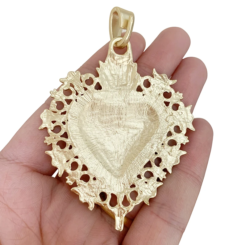 1pc Large Boho Filigree Heart Matt Gold Color Charms Pendants for DIY Necklace Jewelry Making Accessories 81x56mm