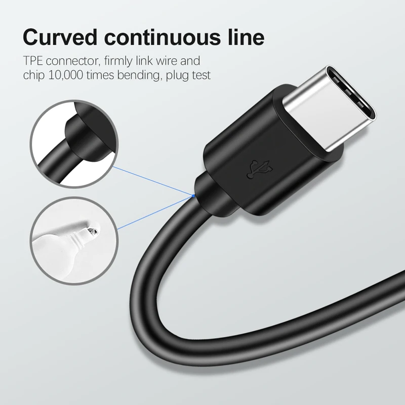 Type-C USB Cable For Samsung S20 FE Ultra S10 S9 S8 Plus A12 A32 A42 A52 5G A31 A41 Note 8 9 10 Pro 2A Fast Charging Data Cable