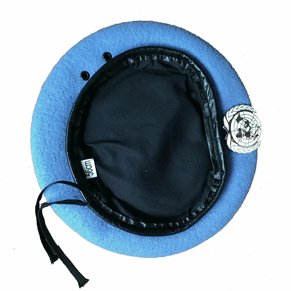 UN BLUE BERET United Nations Peacekeeping Force Cap Hat With UN Badge Cockade Souvenir