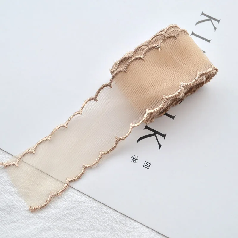 1Yard Color Lace 38mm Fine Mesh Wave Ribbon Decoration Handmade Headdress Hair Accessories DIY Material Bow