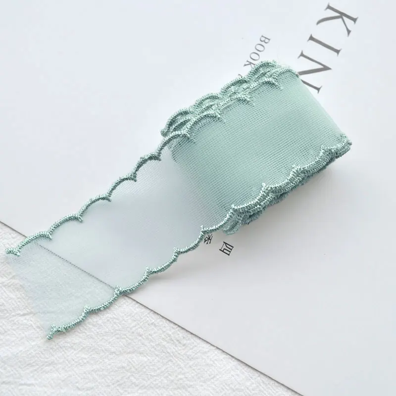 1Yard Color Lace 38mm Fine Mesh Wave Ribbon Decoration Handmade Headdress Hair Accessories DIY Material Bow