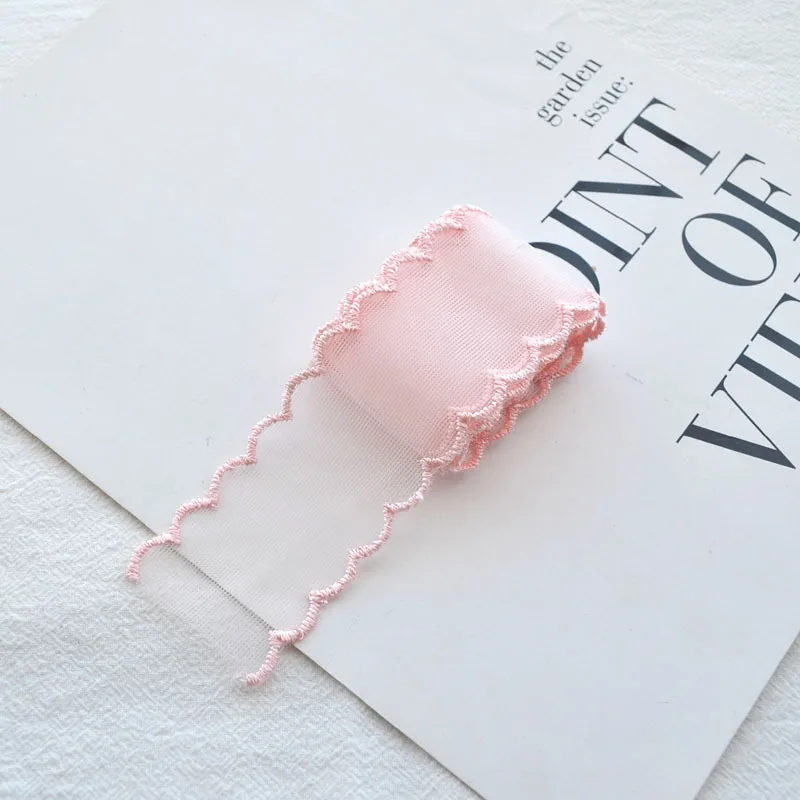 1Yard Color Lace 38mm Fine Mesh Wave Ribbon Decoration Handmade Headdress Hair Accessories DIY Material Bow