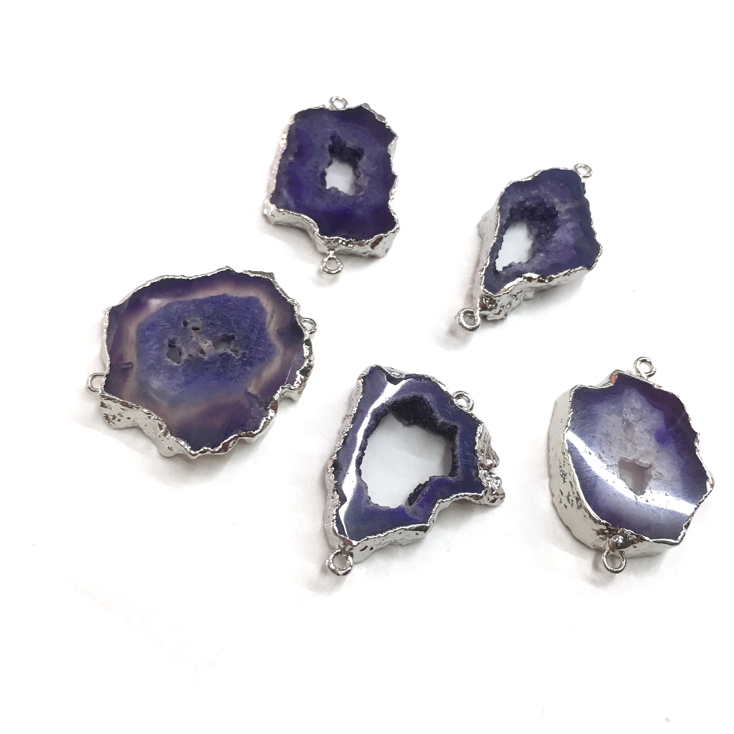 1PC LE SKY Natural Agates Pendants Charms Connector Pendants for Jewelry Making DIY Accessories Fit Necklaces