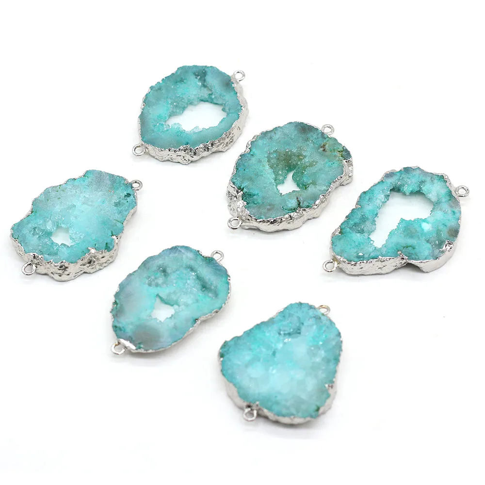 1PC LE SKY Natural Agates Pendants Charms Connector Pendants for Jewelry Making DIY Accessories Fit Necklaces
