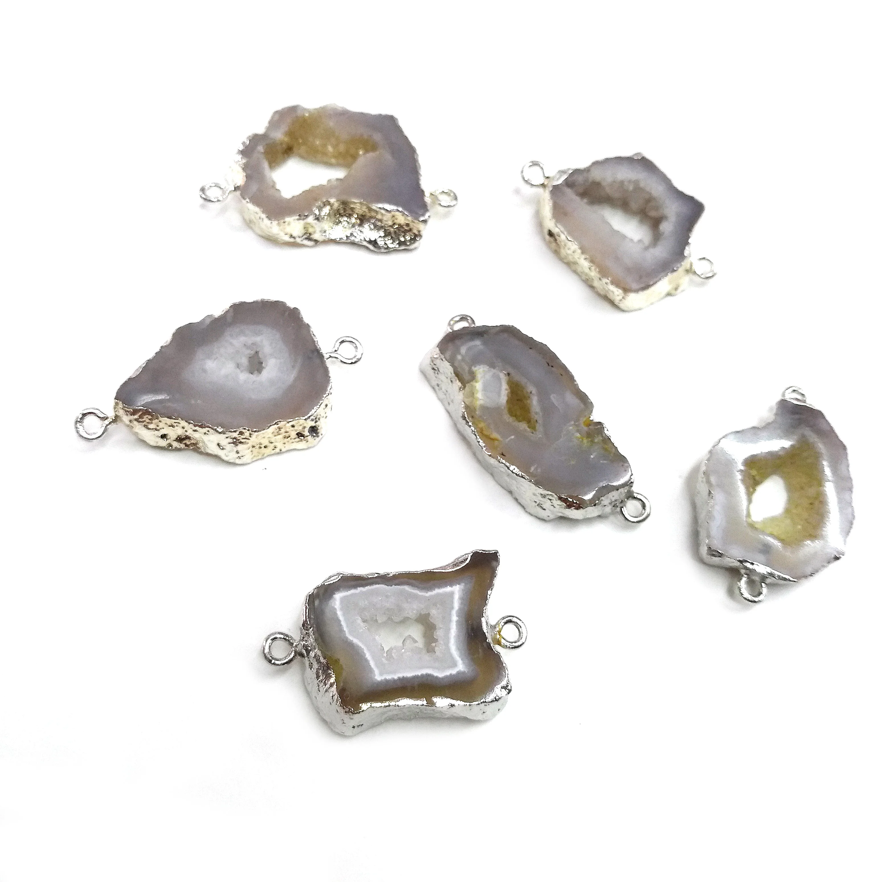 1PC LE SKY Natural Agates Pendants Charms Connector Pendants for Jewelry Making DIY Accessories Fit Necklaces