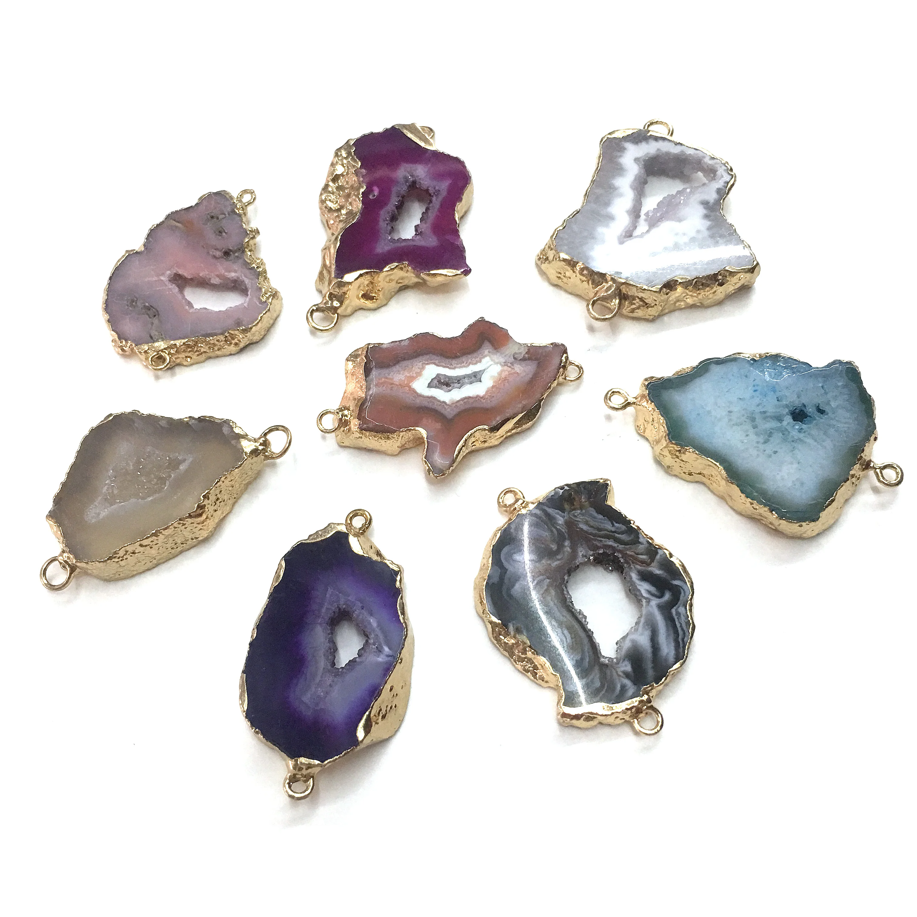 1PC LE SKY Natural Agates Pendants Charms Connector Pendants for Jewelry Making DIY Accessories Fit Necklaces