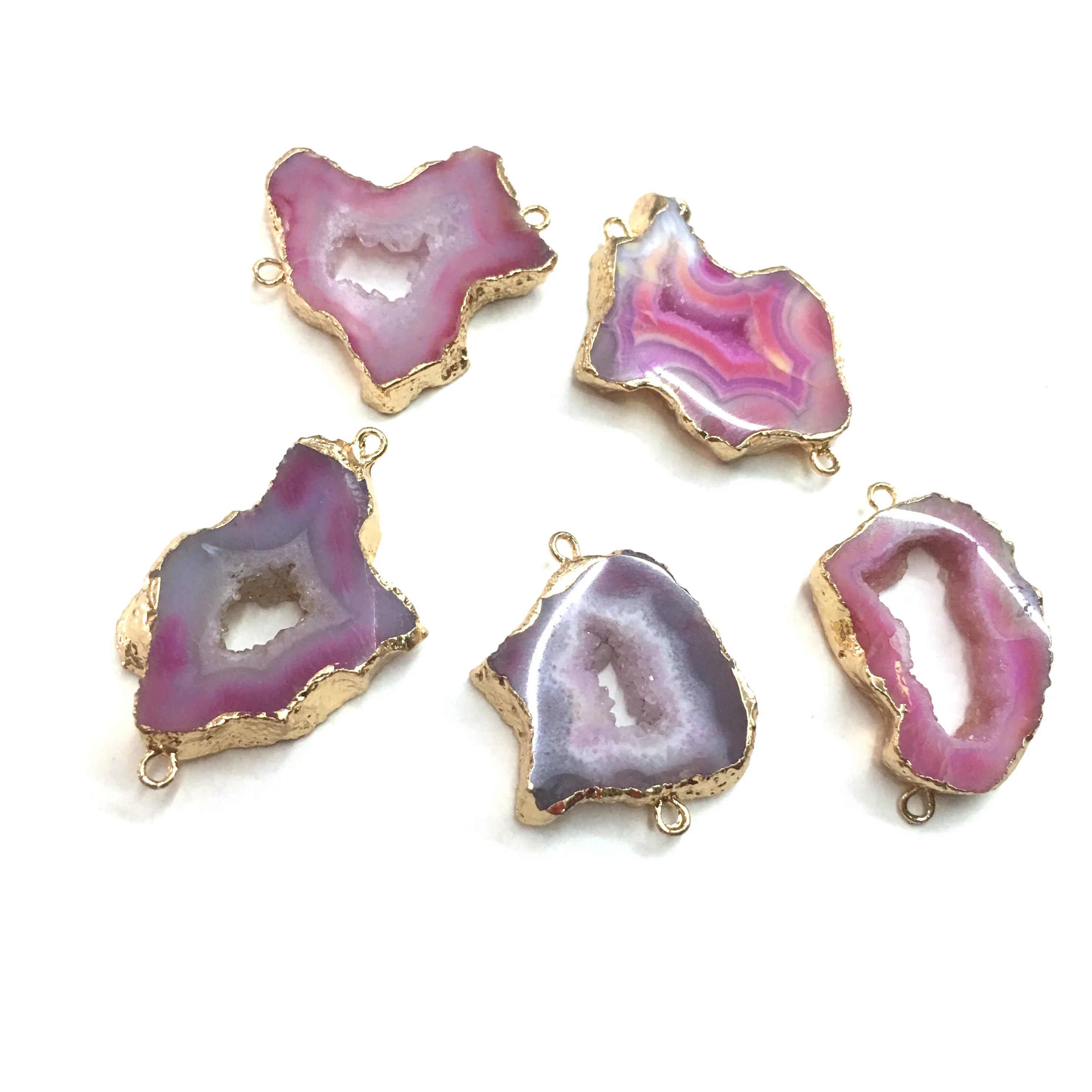 1PC LE SKY Natural Agates Pendants Charms Connector Pendants for Jewelry Making DIY Accessories Fit Necklaces
