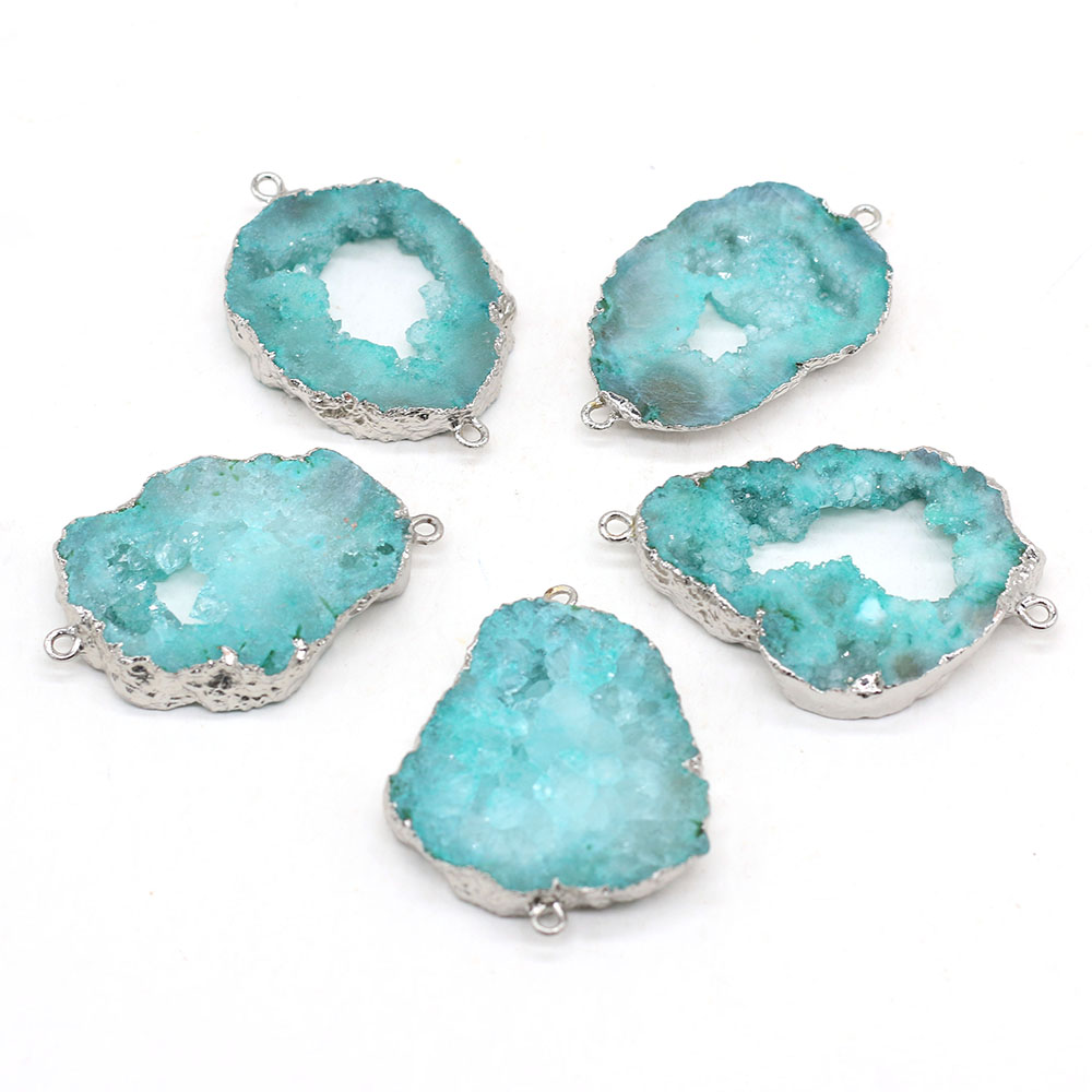 1PC LE SKY Natural Agates Pendants Charms Connector Pendants for Jewelry Making DIY Accessories Fit Necklaces