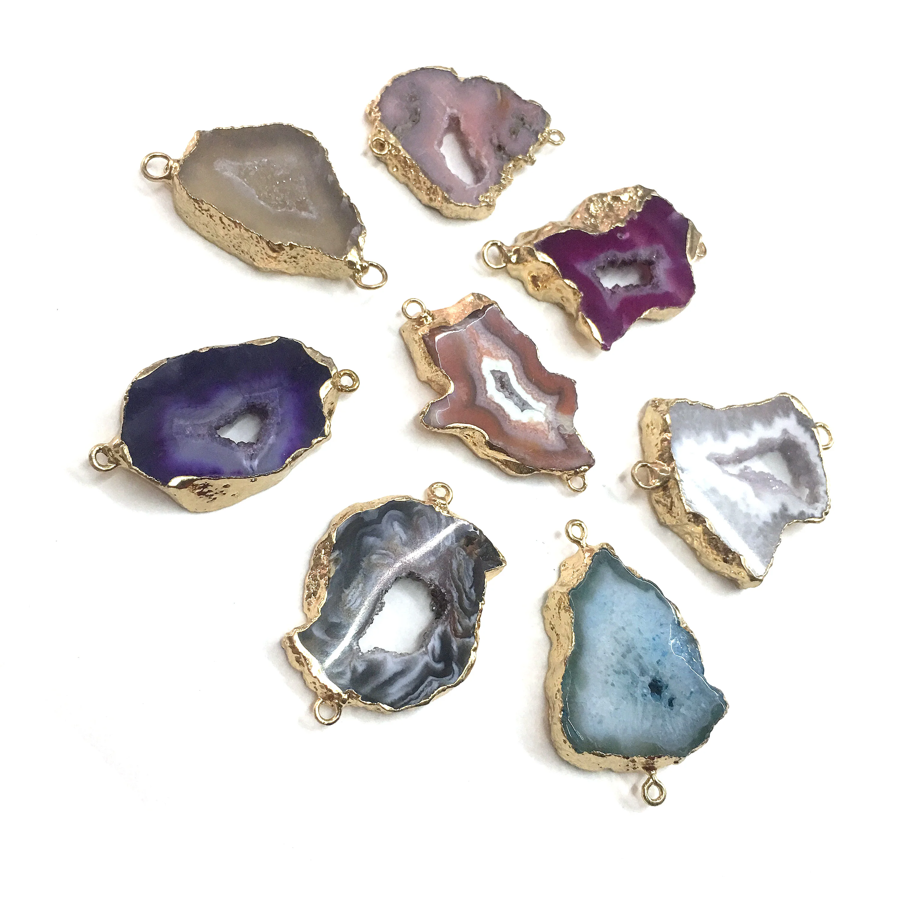 1PC LE SKY Natural Agates Pendants Charms Connector Pendants for Jewelry Making DIY Accessories Fit Necklaces