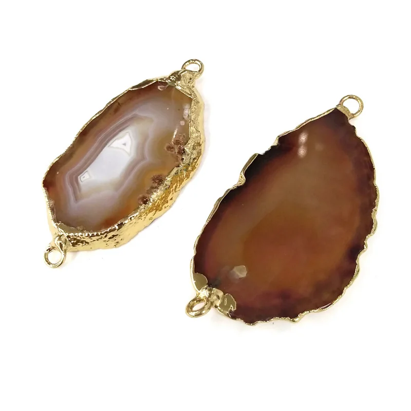 1PC LE SKY Natural Agates Pendants Charms Connector Pendants for Jewelry Making DIY Accessories Fit Necklaces