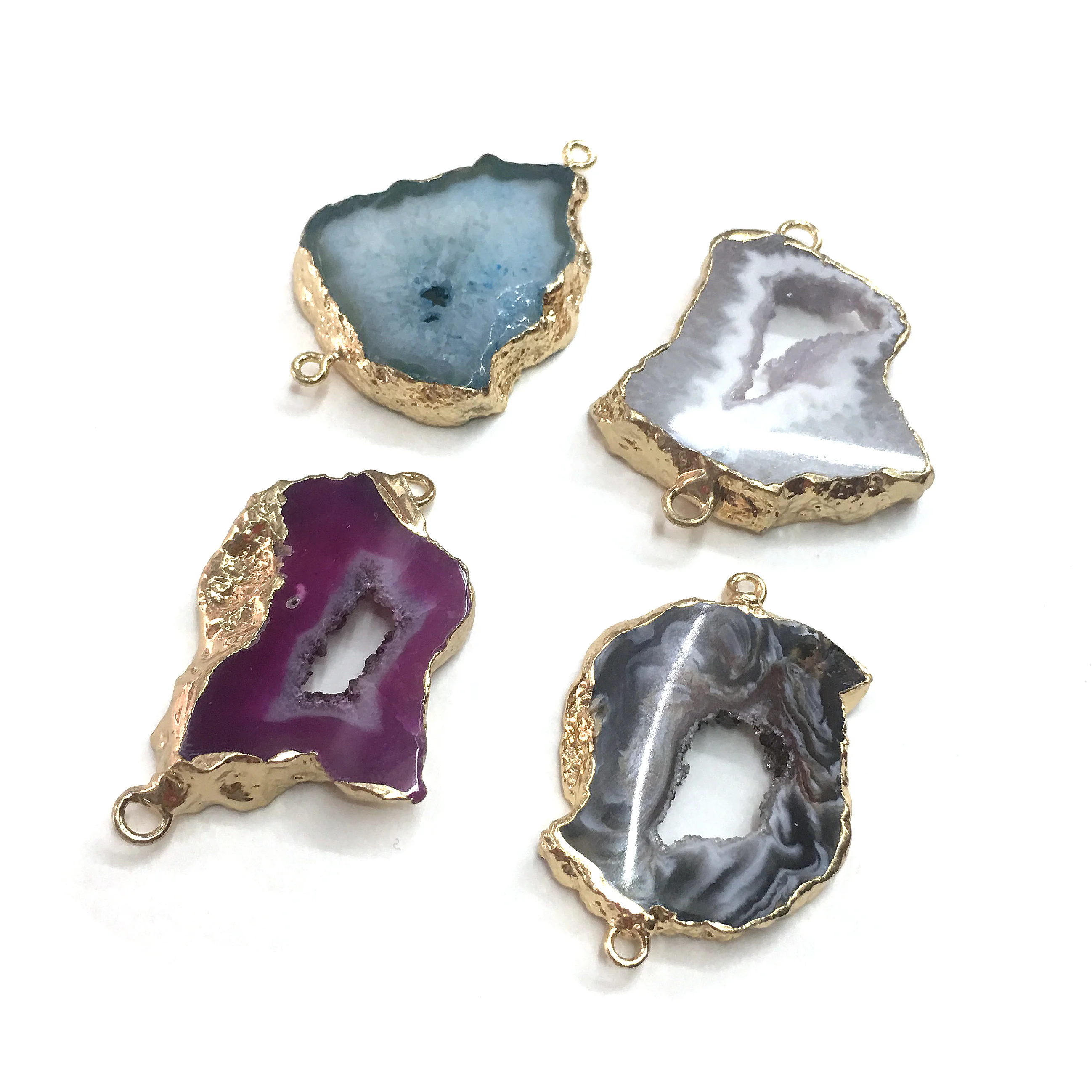 1PC LE SKY Natural Agates Pendants Charms Connector Pendants for Jewelry Making DIY Accessories Fit Necklaces