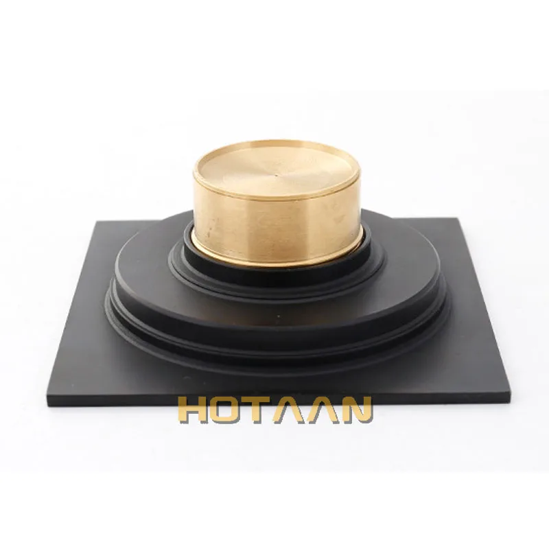 Hotaan Anti-odor Matte Black Bathtub Shower Drainer Floor 10cm Brass Square Floor Shower Drain Waste Grate Floor Drain
