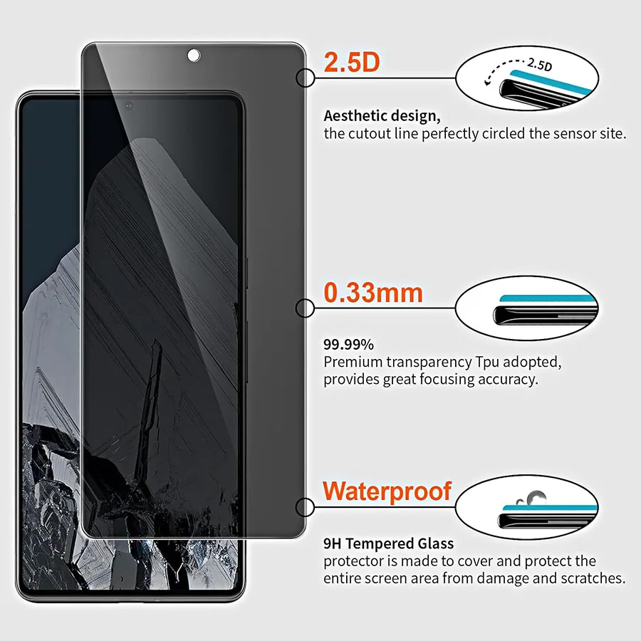 3D Anti Spy Tempered Glass For Google Pixel 6 7 8 9 Pro 7a 4 XL 5a 4a 4G Privacy Screen protector Google Pixel 6a 4 5a 5G Glass