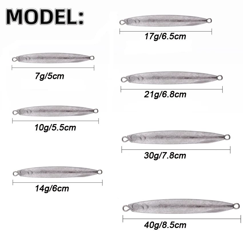 20pcs Blank Metal Jig Shore Casting Jigging Unpainted Lure 7g-40g Spoon Lures Saltwater Fishing Jigs Artificial Bait Tackle