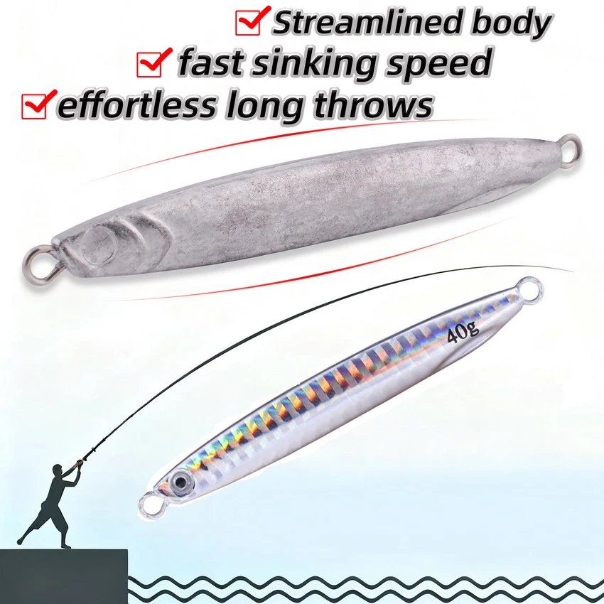 20pcs Blank Metal Jig Shore Casting Jigging Unpainted Lure 7g-40g Spoon Lures Saltwater Fishing Jigs Artificial Bait Tackle