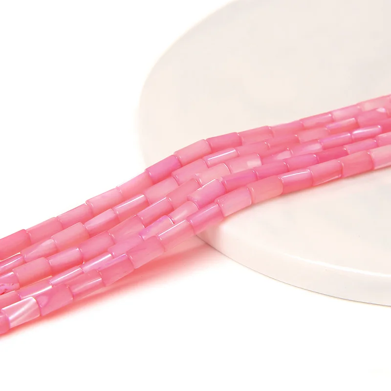 Colorful Natural Freshwater Shell Tube Beads Dyed Mother of Pearl Shell Loose Beads for Jewelry Making DIY Bracelet Necklace 15"