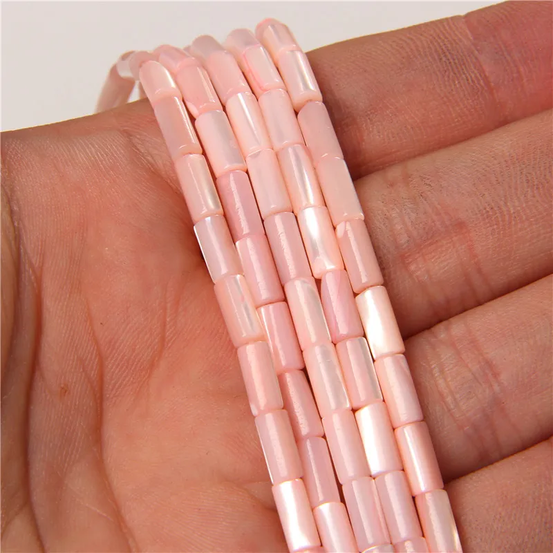 Colorful Natural Freshwater Shell Tube Beads Dyed Mother of Pearl Shell Loose Beads for Jewelry Making DIY Bracelet Necklace 15"