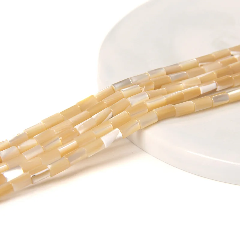 Colorful Natural Freshwater Shell Tube Beads Dyed Mother of Pearl Shell Loose Beads for Jewelry Making DIY Bracelet Necklace 15"