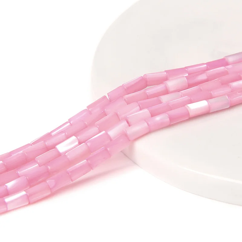 Colorful Natural Freshwater Shell Tube Beads Dyed Mother of Pearl Shell Loose Beads for Jewelry Making DIY Bracelet Necklace 15"