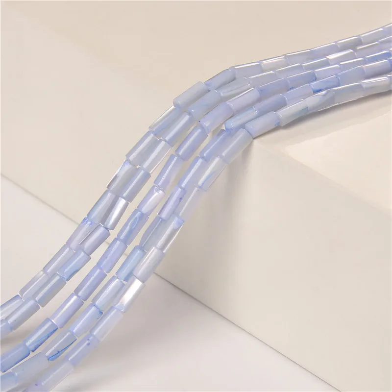 Colorful Natural Freshwater Shell Tube Beads Dyed Mother of Pearl Shell Loose Beads for Jewelry Making DIY Bracelet Necklace 15"
