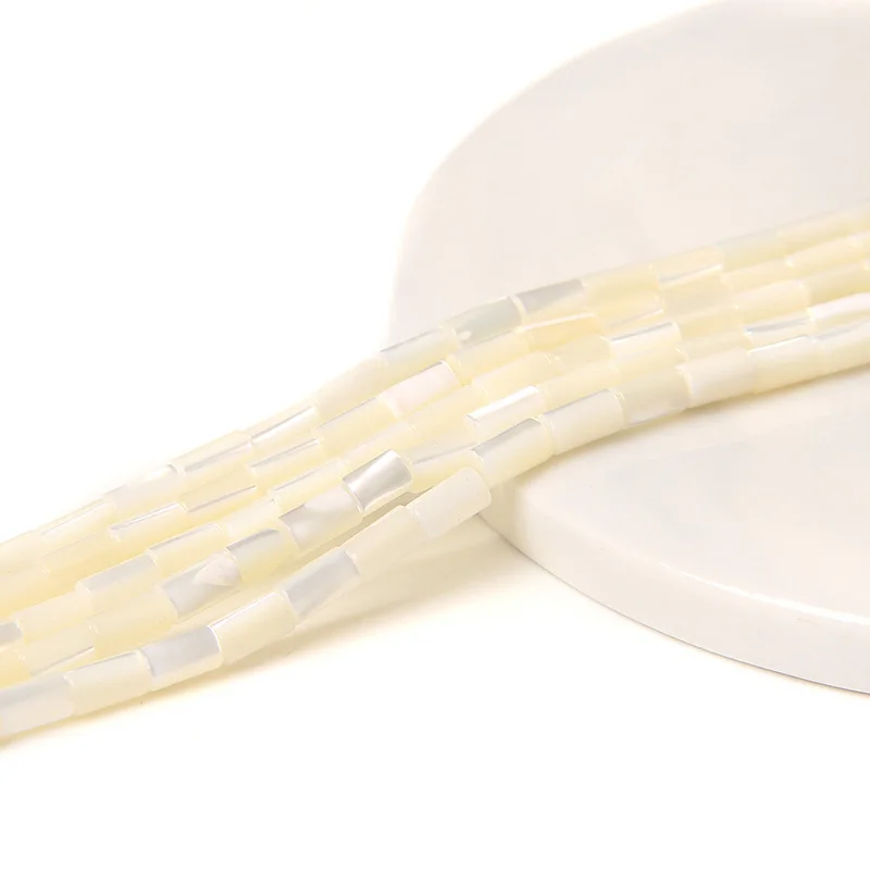 Colorful Natural Freshwater Shell Tube Beads Dyed Mother of Pearl Shell Loose Beads for Jewelry Making DIY Bracelet Necklace 15"