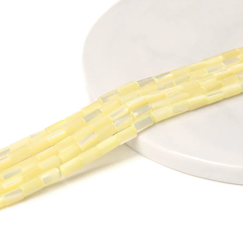 Colorful Natural Freshwater Shell Tube Beads Dyed Mother of Pearl Shell Loose Beads for Jewelry Making DIY Bracelet Necklace 15"