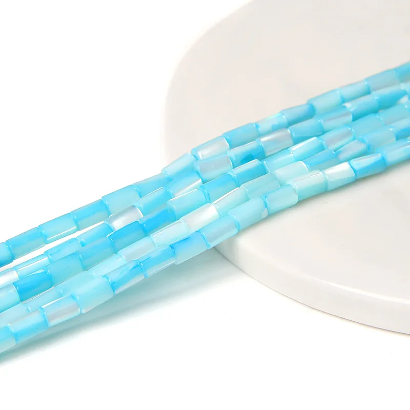 Colorful Natural Freshwater Shell Tube Beads Dyed Mother of Pearl Shell Loose Beads for Jewelry Making DIY Bracelet Necklace 15"