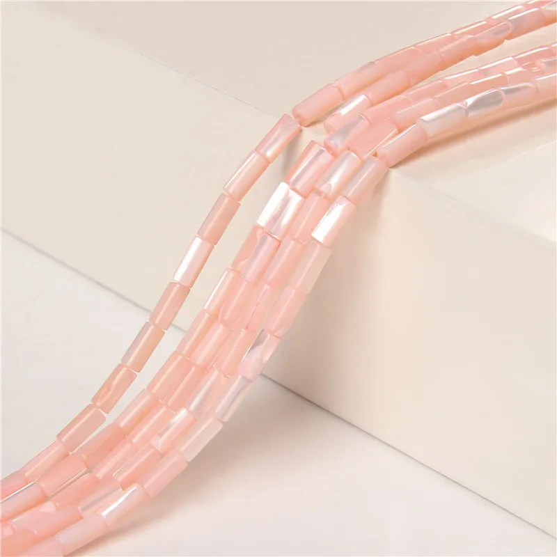 Colorful Natural Freshwater Shell Tube Beads Dyed Mother of Pearl Shell Loose Beads for Jewelry Making DIY Bracelet Necklace 15"