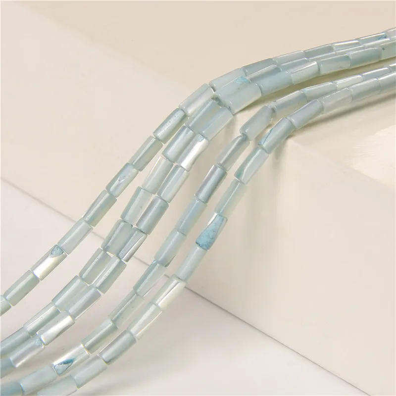Colorful Natural Freshwater Shell Tube Beads Dyed Mother of Pearl Shell Loose Beads for Jewelry Making DIY Bracelet Necklace 15"