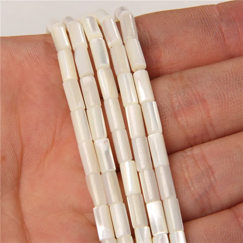 Colorful Natural Freshwater Shell Tube Beads Dyed Mother of Pearl Shell Loose Beads for Jewelry Making DIY Bracelet Necklace 15"