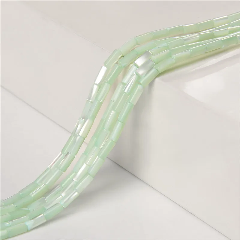 Colorful Natural Freshwater Shell Tube Beads Dyed Mother of Pearl Shell Loose Beads for Jewelry Making DIY Bracelet Necklace 15"