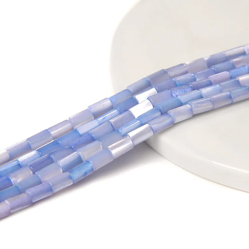 Colorful Natural Freshwater Shell Tube Beads Dyed Mother of Pearl Shell Loose Beads for Jewelry Making DIY Bracelet Necklace 15"