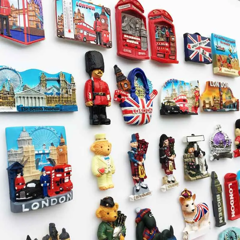 UK Tourist Souvenir British Refrigerator Sticker Manchester Oxford London Bus Big Ben Scotland Crafts Magnetic Fridge Decor