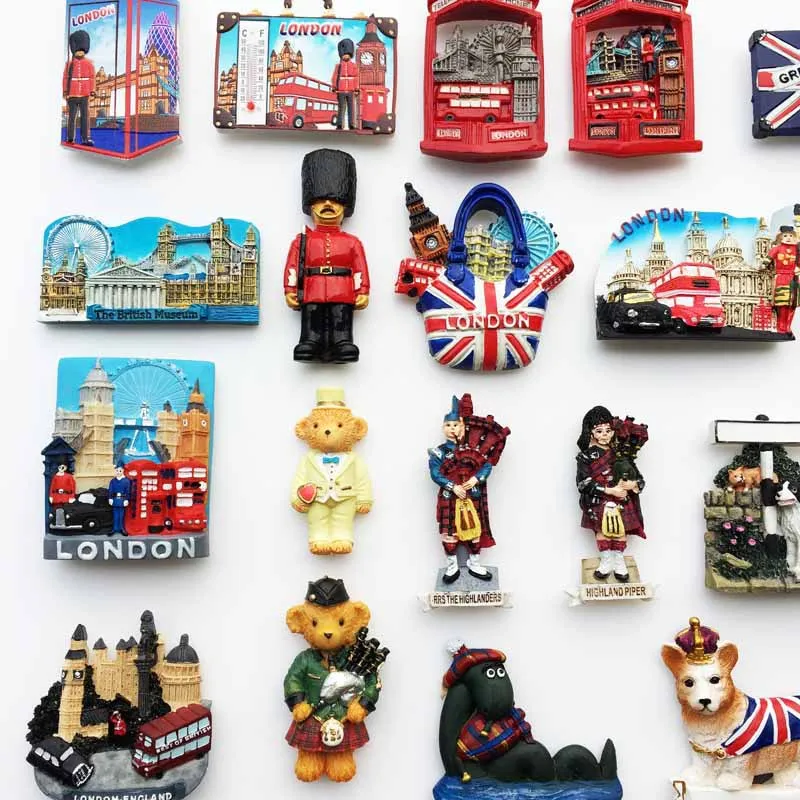 UK Tourist Souvenir British Refrigerator Sticker Manchester Oxford London Bus Big Ben Scotland Crafts Magnetic Fridge Decor
