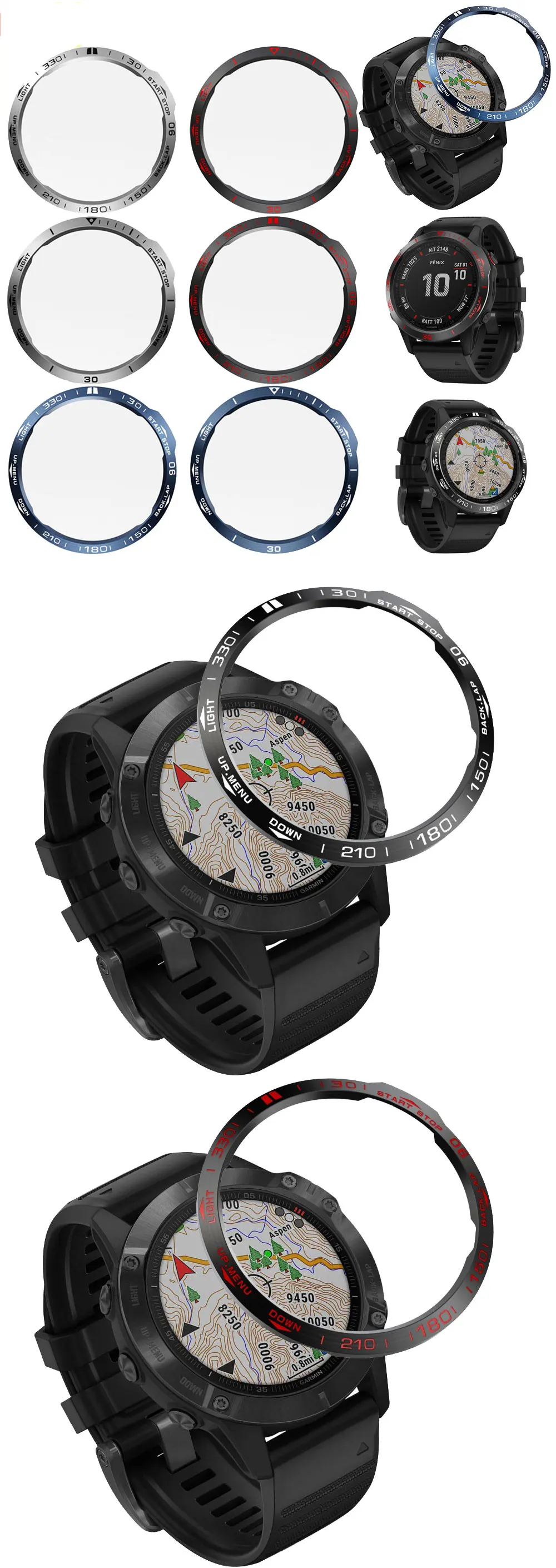 Stainless Steel Smartwatch Cover For Garmin Fenix 6x Pro 6 Sapphire 5 5 Plus Bezel Ring Adhesive Anti Scratch Protective Metal