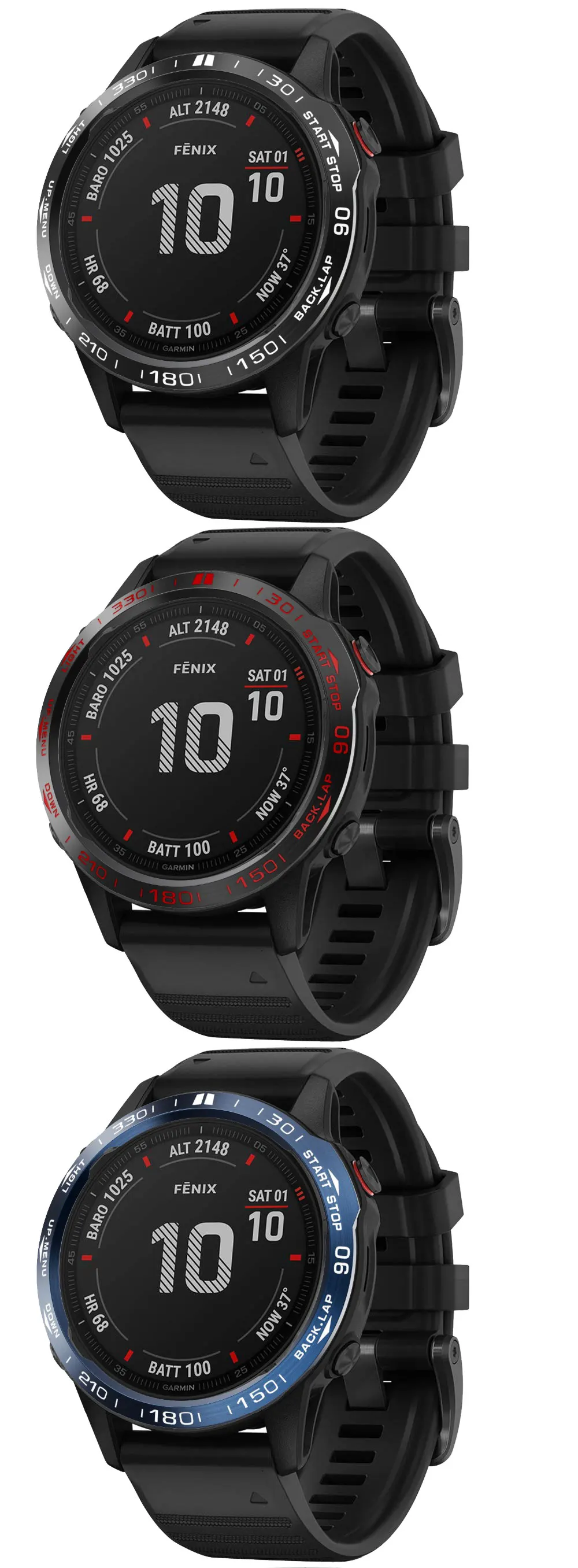 Stainless Steel Smartwatch Cover For Garmin Fenix 6x Pro 6 Sapphire 5 5 Plus Bezel Ring Adhesive Anti Scratch Protective Metal