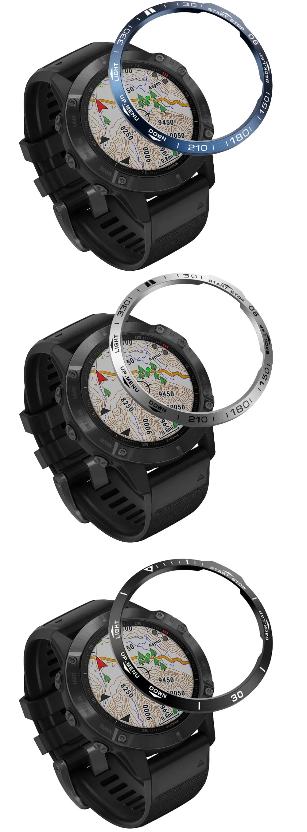 Stainless Steel Smartwatch Cover For Garmin Fenix 6x Pro 6 Sapphire 5 5 Plus Bezel Ring Adhesive Anti Scratch Protective Metal
