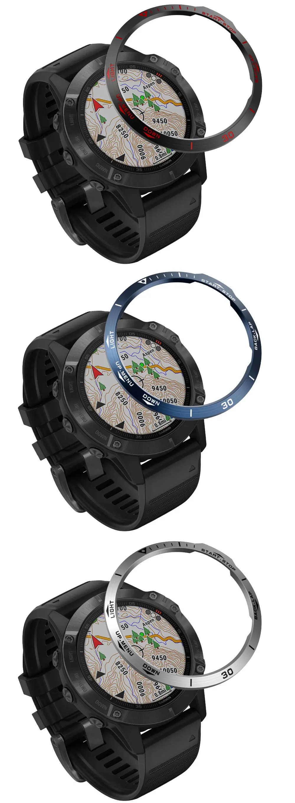 Stainless Steel Smartwatch Cover For Garmin Fenix 6x Pro 6 Sapphire 5 5 Plus Bezel Ring Adhesive Anti Scratch Protective Metal