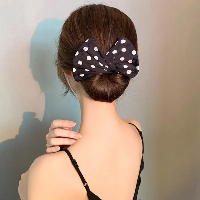 Deft Bun Hair Band Women Printed Headband Bow Donut Bun Maker DIY Hairstyle Braid Tool Ponytail Hair Twist Accessories topknot