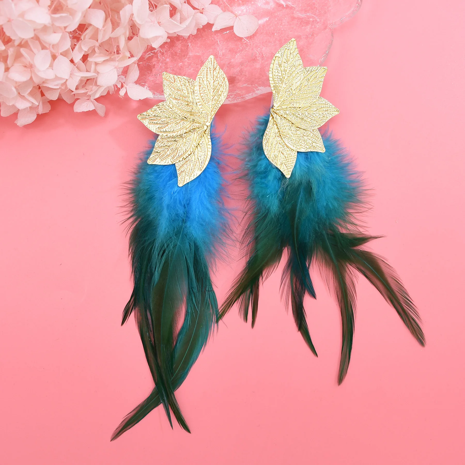Bohemian Brown Blue Feather Tassel Earrings For Women New Indian Ethnic Long Drop Earrings Fashion Retro Christmas Jewelry