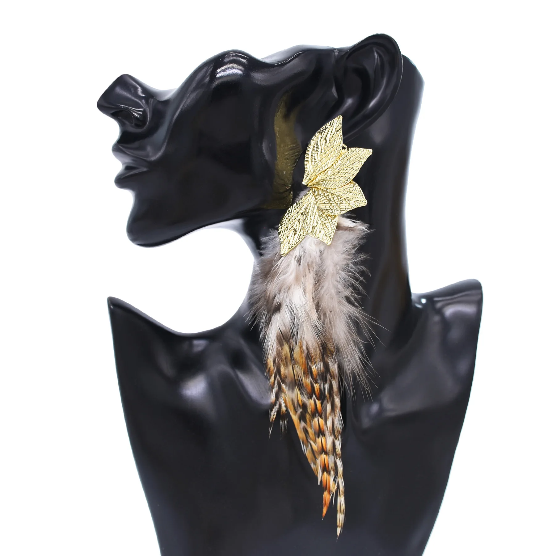 Bohemian Brown Blue Feather Tassel Earrings For Women New Indian Ethnic Long Drop Earrings Fashion Retro Christmas Jewelry