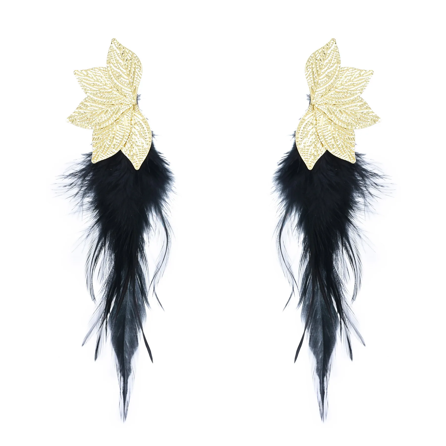 Bohemian Brown Blue Feather Tassel Earrings For Women New Indian Ethnic Long Drop Earrings Fashion Retro Christmas Jewelry