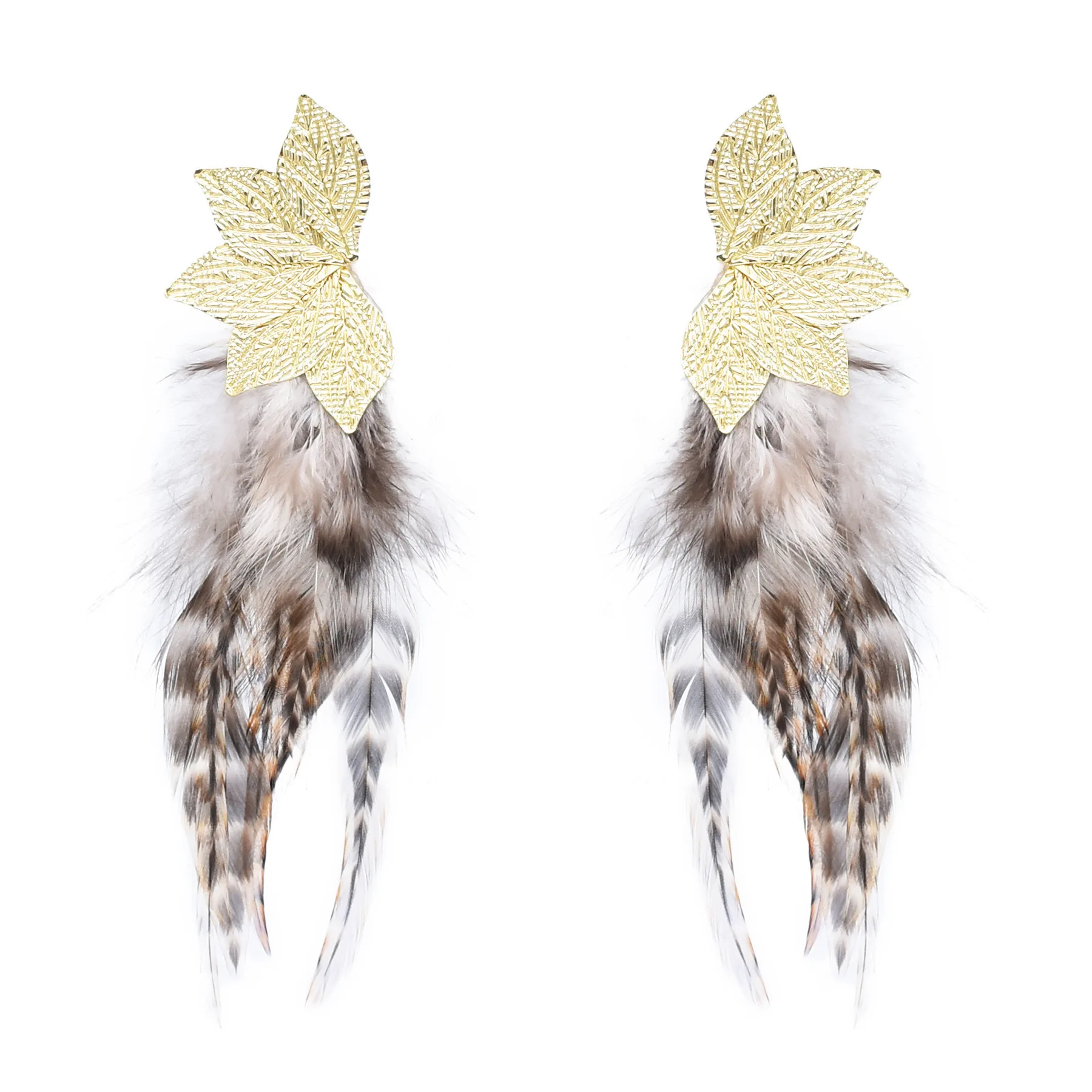 Bohemian Brown Blue Feather Tassel Earrings For Women New Indian Ethnic Long Drop Earrings Fashion Retro Christmas Jewelry