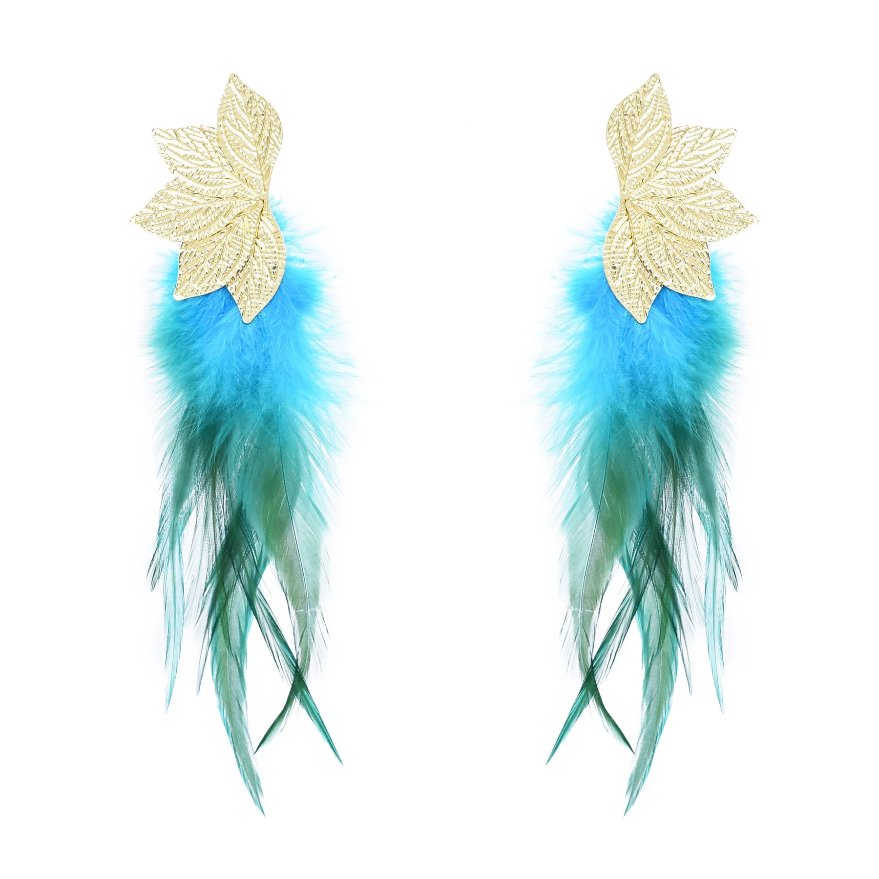 Bohemian Brown Blue Feather Tassel Earrings For Women New Indian Ethnic Long Drop Earrings Fashion Retro Christmas Jewelry