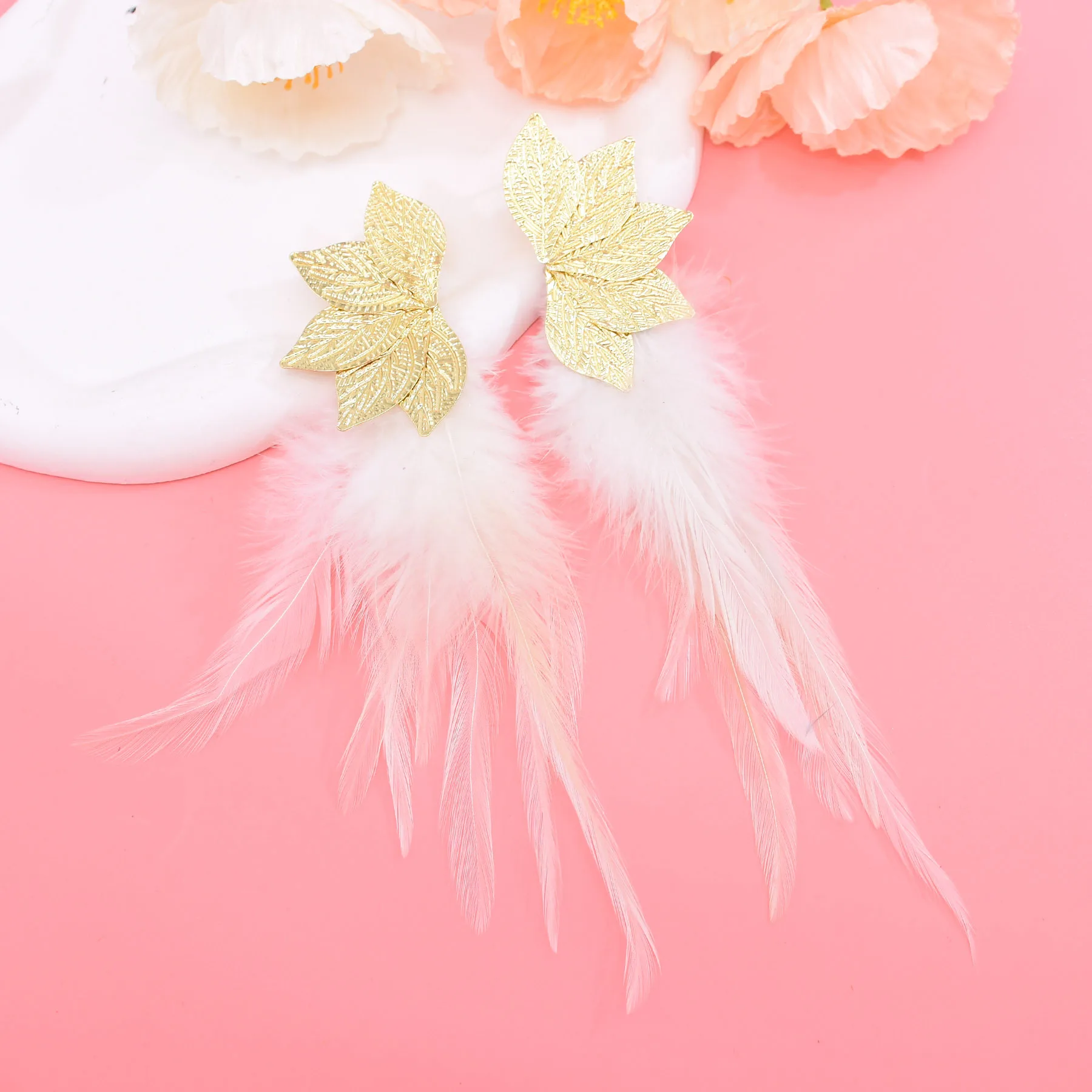 Bohemian Brown Blue Feather Tassel Earrings For Women New Indian Ethnic Long Drop Earrings Fashion Retro Christmas Jewelry