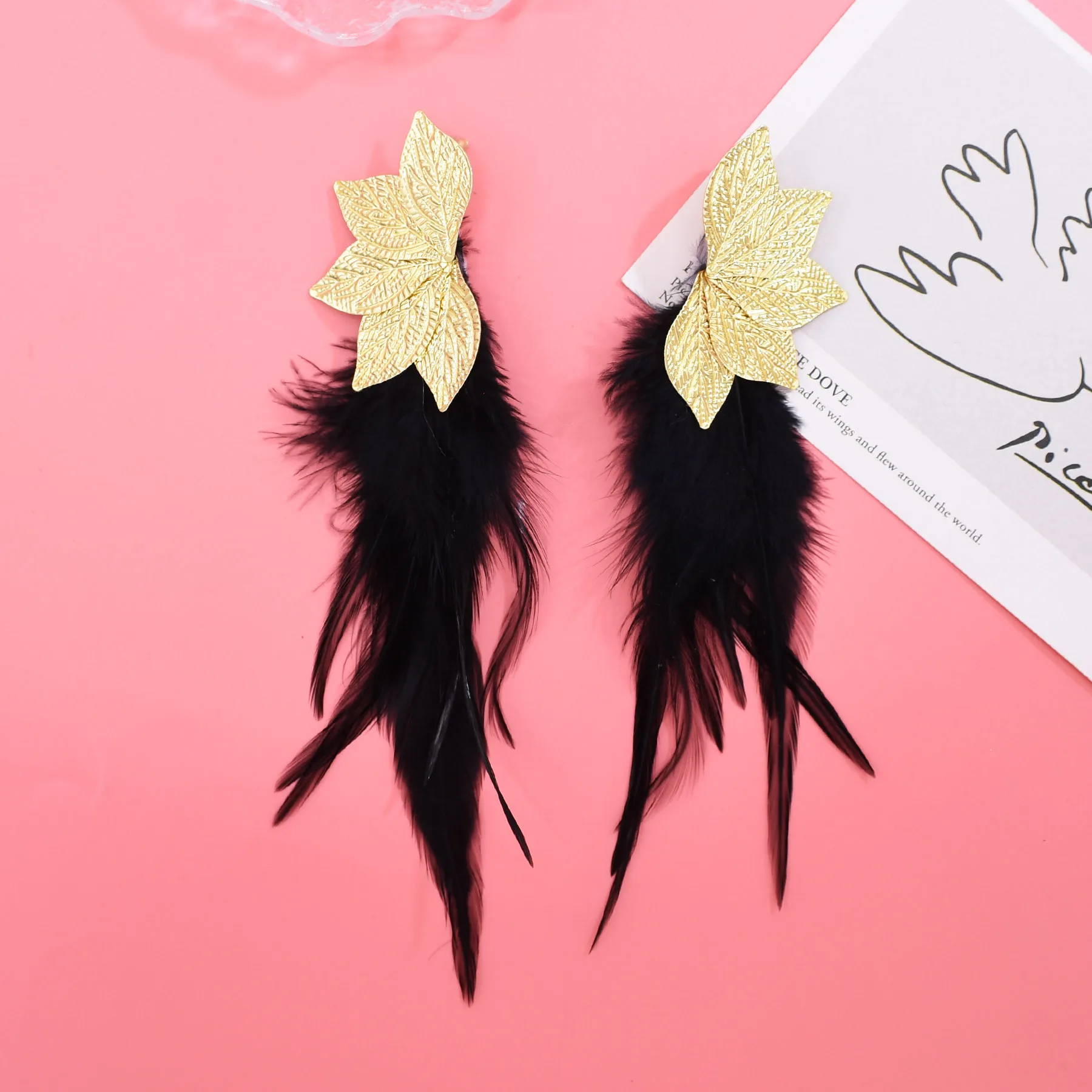Bohemian Brown Blue Feather Tassel Earrings For Women New Indian Ethnic Long Drop Earrings Fashion Retro Christmas Jewelry